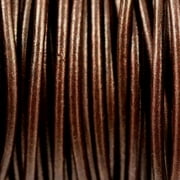 Genuine Leather Cord - 2mm - Round- Metallic Brown Tamba 5 Yards