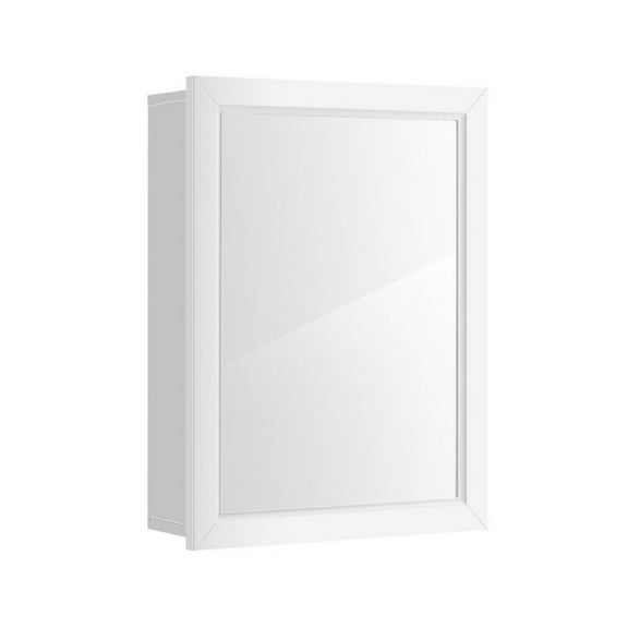 Mirrored Medicine Cabinet Bathroom, White Wall Mounted Storage Cabinet with Adjustable Shelf, 20"x6"x26", Single Door