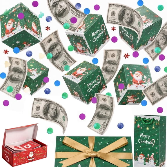 Christmas Surprise Explosion Box, Surprise Gift Box Explosion, Gift Explosion Box for Money, Exploding Money Box for Christmas, Birthday & More