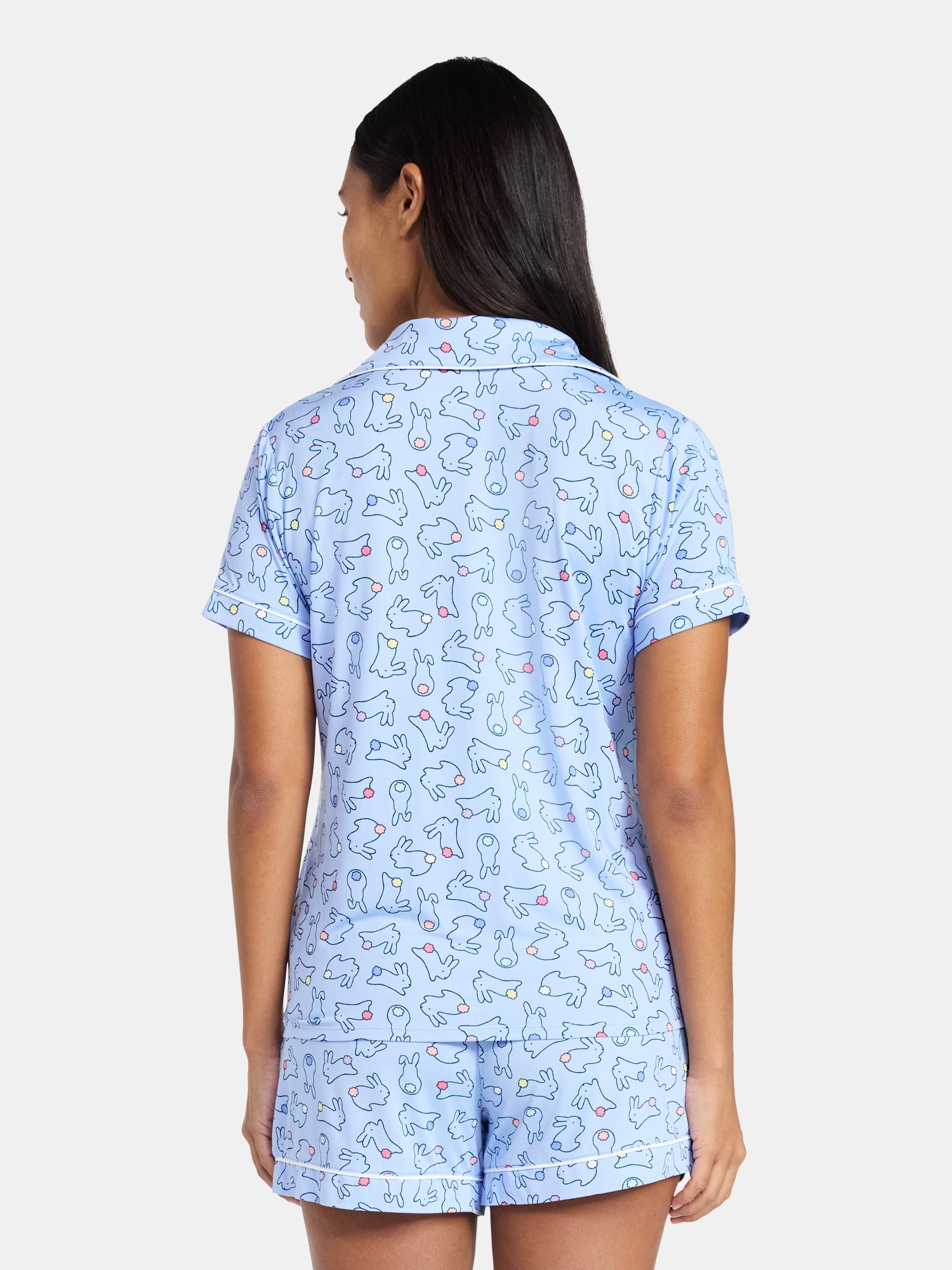Easter Women's and Women's Plus Notch Collar Top and Shorts Pajama Set from Way to Celebrate, 2-Piece, Sizes XS-3X