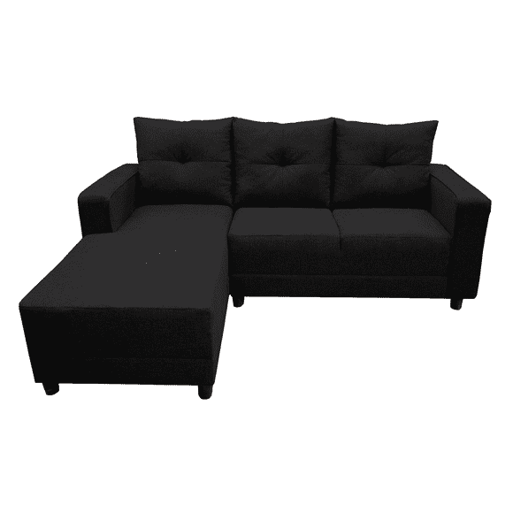 sala esquinera el bazar store demeter negro 210x160 cm tela lino nacional modular chaise love seat