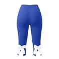 thumbnail image 5 of Women's Plus Size Yoga Capri, Elastic Waist Solid Color Split Hem Bow Detail, Stretch Capris for Women for Casual Fitness Daily | TruHer,Blue 5XL, 5 of 8