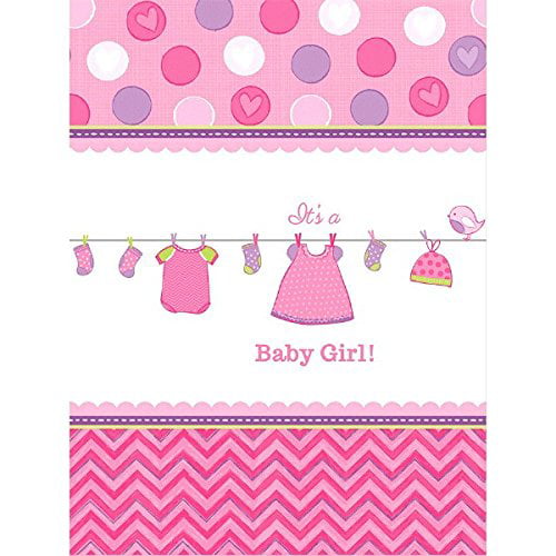 Pink Baby Shower Table Cover 102/" x 54/" Girls Party Tableware Supplies Plastic