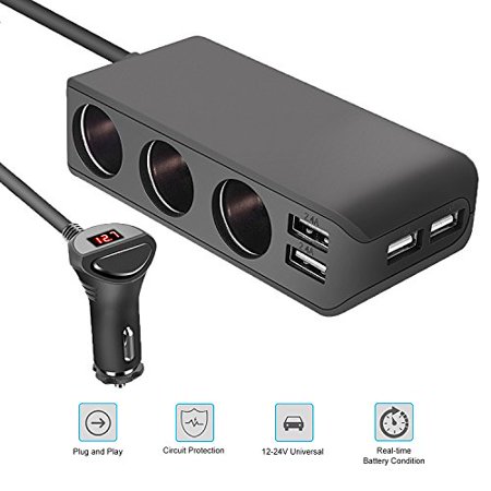 3 Socket Cigarette Lighter Splitter 120w Dc Outlet Adapter 3 Socket Cigarette Lighter Splitter 120w Dc Outlet Adapter 6 8a 4 Port Usb Car Charger 12v And 24v Truck Bus Universal