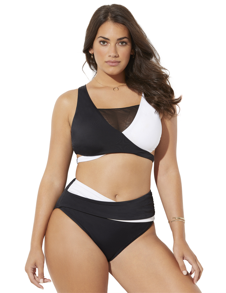Swimsuits for All Swimsuits For All Women's Plus Size Hollywood Colorblock Wrap Bikini Set