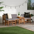thumbnail image 4 of 5-Piece Outdoor Modular Acacia Wood - 3 seat + Ottoman + Side Table - Brown, 4 of 16