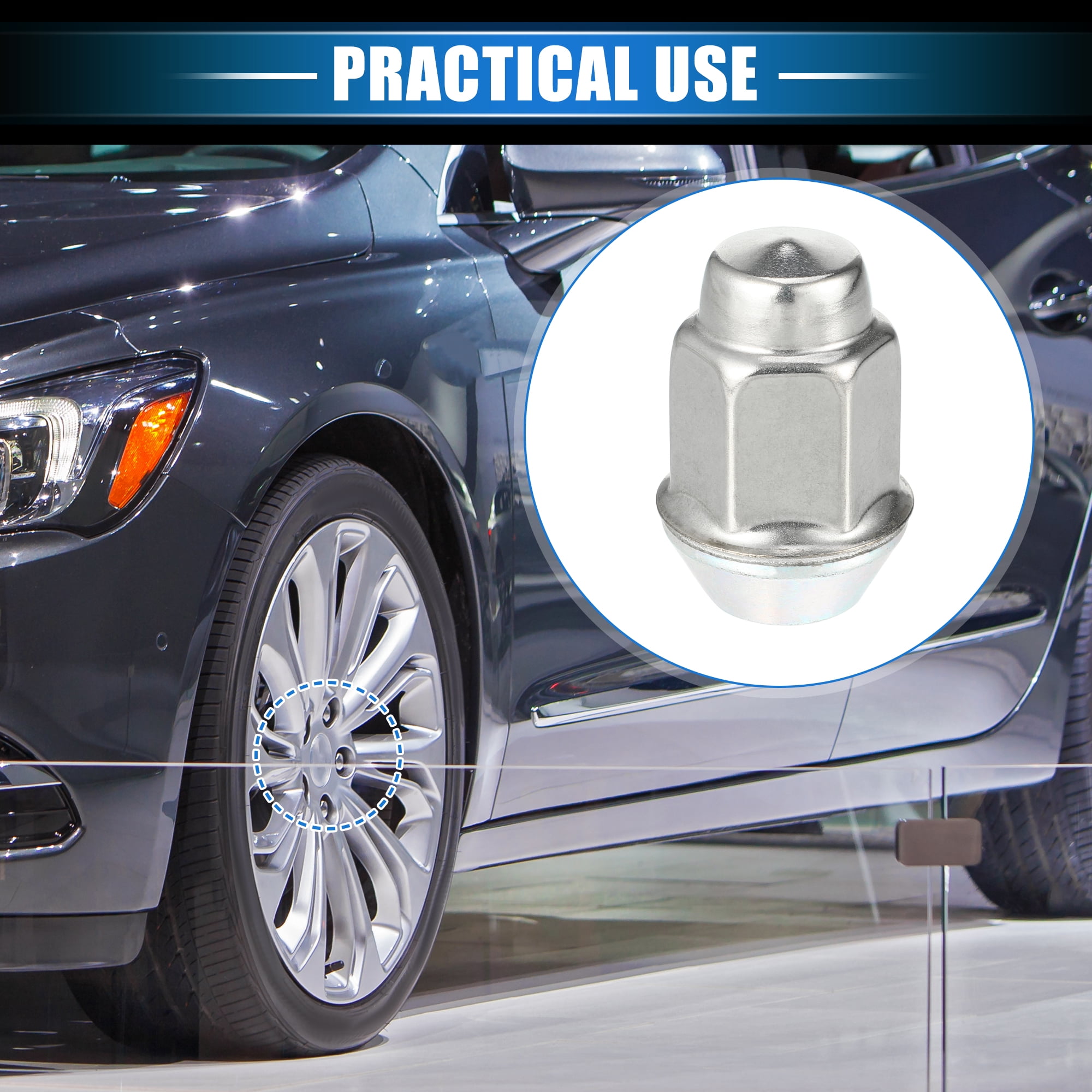 Unique Bargains 20 Pcs M12 x 1.5 Wheel Lug Nuts for Chevrolet Malibu Impala for Buick Encore Silver Tone Tire Lugnuts