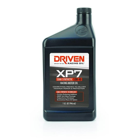 Driven Racing Oil 1706 XP7 10W-40 Semi-Synthetic Racing Oil, 1 Qt
