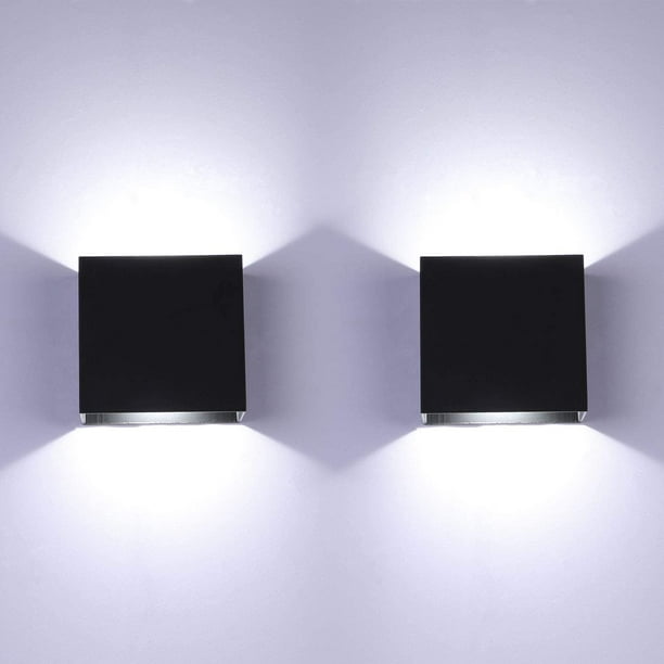 Aplique de pared LED para interiores, 6 W, arriba y abajo, aplique de pared para interiores, aplique de pared de aluminio moderno para sala de estar, dormitorio, baño, cocina, comedor, blanco frío y