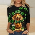 thumbnail image 3 of JTZGDY Plus Size St. Patrick's Day Tops for Women Dressy Casual Green Shamrock Clover Pattern Print 3/4 Sleeve Crewneck Tunic Shirts Loose Oversized Comfy Holiday Outfit Tees Blouse, 3 of 6