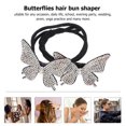 thumbnail image 3 of WHAMVOX Crystal Butterflies Hair Bun Maker Shaper Lightweight Durable Silver Rhinestone Iron Wire Rubber Band 3.5 Inch, 3 of 8