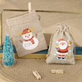 thumbnail image 4 of Lote de 5 unidades de bolsa de lino para Navidad, 9,5x13,5 cm, muñeco de nieve, Papá Noel, patrón de campana pequeña, bolsa de embalaje para regalos de dulces de Año Nuevo, 4 of 4