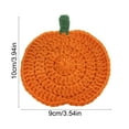 thumbnail image 3 of Handmade Crochet Pumpkin Coaster, Polyester Beverage Mat for Thanksgiving Halloween Table Decor, Set of 1 Fall Harvest Party Supply(A), 3 of 6