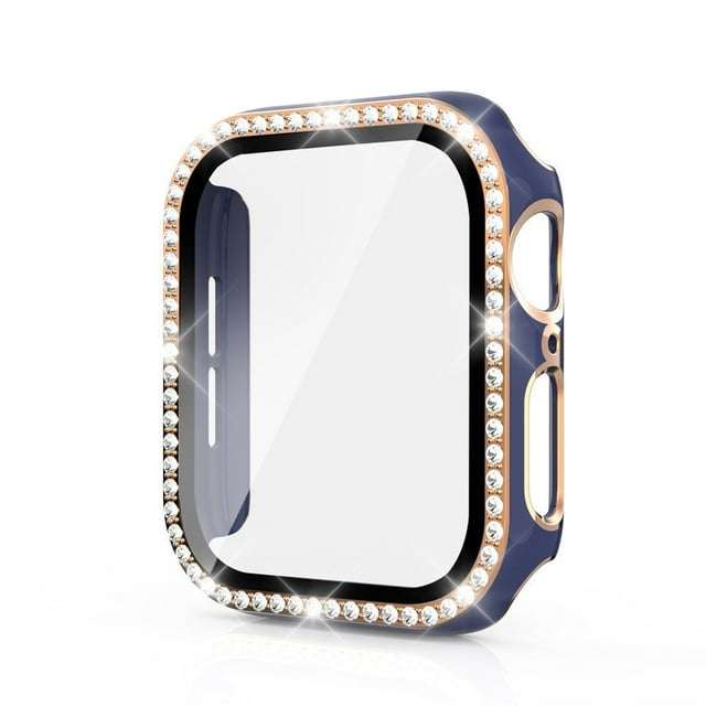 Apple Watch Case with Tempered Glass Screen Protector for Apple Watch 38mm Series 3/2/1, Bling Crystal Diamond Rhinestone Ultra-Thin Bumper Full Cover Protective Case for Women Girls iWatch