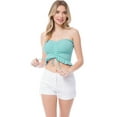 thumbnail image 3 of MixMatchy Women's Sexy Frill Knot Front Knit Strapless / Strap Tube Crop Top, 3 of 6