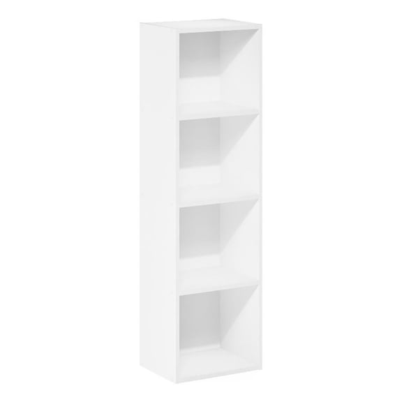 Maklaine Engineered Wood Contemporary 4-Tier Open Shelf Bookcase in White