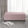 thumbnail image 1 of Flip Top Storage Ottoman Bench with Button Tufted Top, Rectangular Upholstered Footstool with Rubber Wood Legs Polyester Fabric Toy Chest Bedside Accent Sofa for Living Room Entryway Hallway Bedroom, 1 of 7