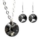 thumbnail image 1 of Juego de aretes y cadena con dije corte Xilion, plata mexicana ley .925, Plata media noche, 1 of 4