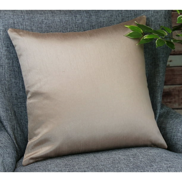Aiking Home Solid Faux Silk Euro Sham / Pillow Cover 26 by 26 Sand