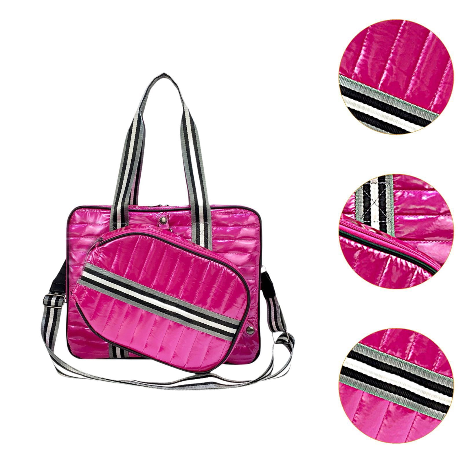 Baoblaze Tennis Bag Detachable Racket Holder Multipurpose Portable Tennis Racquet Bag Rose Red