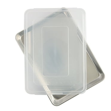 Nordic Ware Naturals 2 Piece Aluminum High Sided Half Sheet Pan with Lid, 13” x 18” , Silver