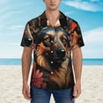 thumbnail image 2 of Gukieu Colorful Flower German Shepherd Print Men's Short-sleeved Shirts, Button-down Lapel Hawaiian Shirts, T-shirts, Beach Vacation Summer Casual Wear,XX-Large, 2 of 7