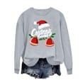thumbnail image 6 of Women's Jingle Bell Print Christmas Sweatshirt Round Neck Hoodless Loose Fit Casual Holiday Wear, 6 of 6