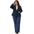 thumbnail image 3 of DARING DIVA Women's Plus Long Sleeve Notched Lapel Business Blazer Navy Blue 1X, 3 of 5