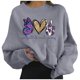 thumbnail image 3 of Gibobby Sudadera sin capucha y ocio Sudaderas para mujer Cuello redondo corto Suelto Manga larga Estampado Blusa Top （Gris， M), 3 of 5