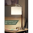 thumbnail image 2 of Kira Home York 18" Minimalist Arc Table Lamp, 2 AMP USB Charging Port, White Drum Shade, 7W Bulb (, 3000K ), 2 of 7