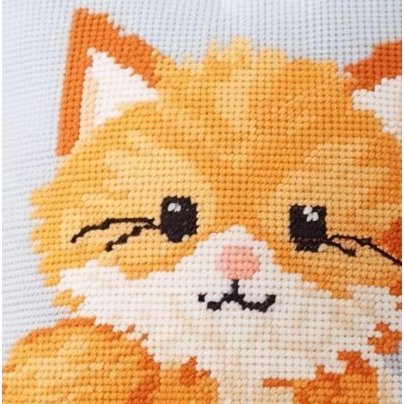 Cartoon Little Cat Latch Hook Rug Kits for Kids Beginner Easy Printed Canvas Crochet Yarn Embroidery Mini-Carpet Hook and Latch Kit Children Handmade Craft 30x30cm(1)