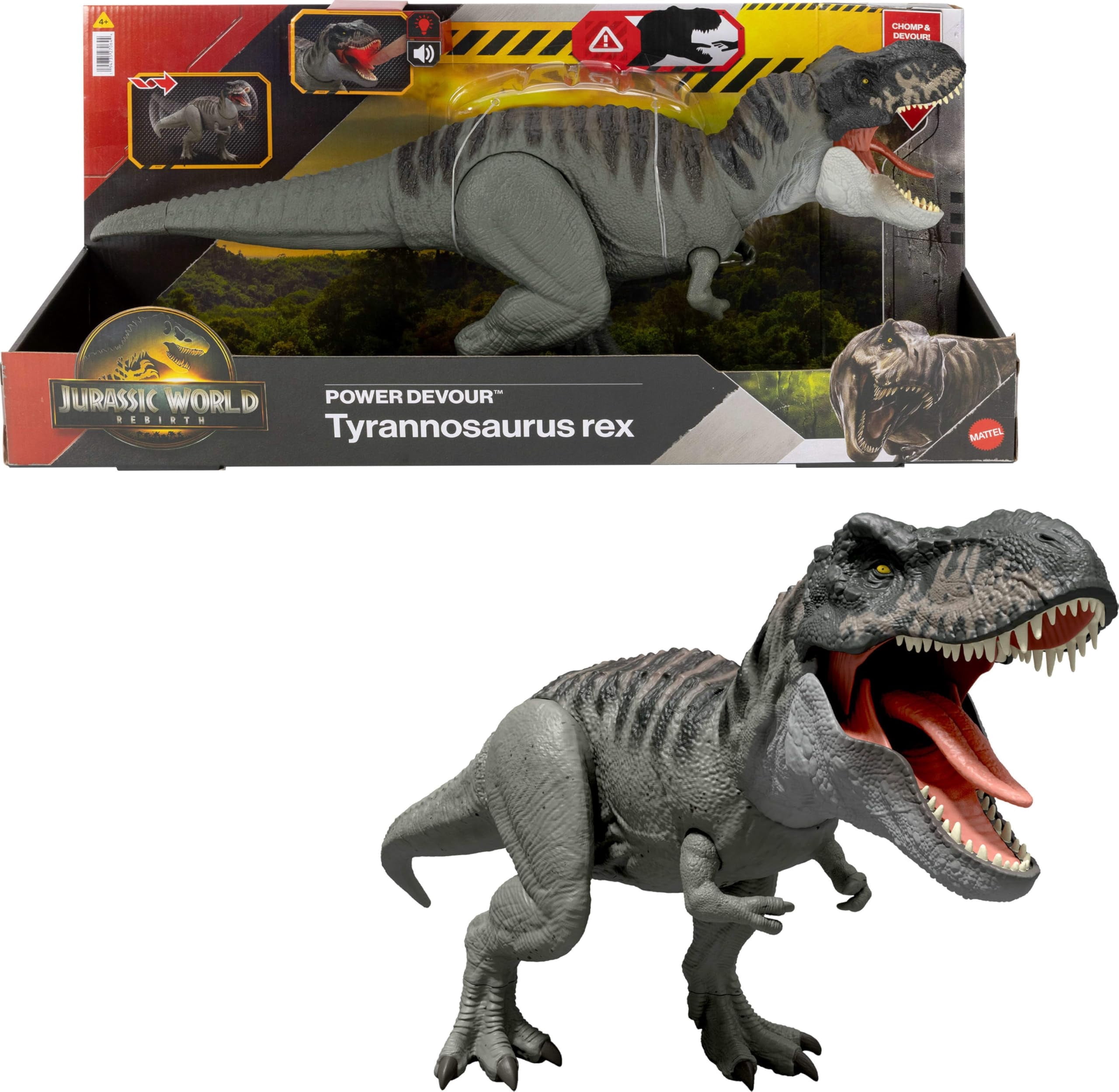 REX Jurassic World, Dinosaur Figure, Multicolor, Lights and Sounds