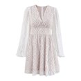 thumbnail image 1 of 2024 Spring Temperament Hollow Jacquard White Dress Lantern Sleeve, 1 of 5