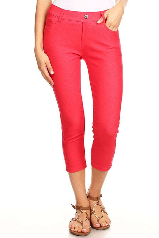 Women's Cotton Blend Capri Jeggings Stretchy Skinny Pants Jeans