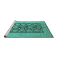 thumbnail image 2 of Ahgly Company Machine Washable Indoor Rectangle Oriental Turquoise Blue Traditional Area Rugs, 4' x 6', 2 of 4