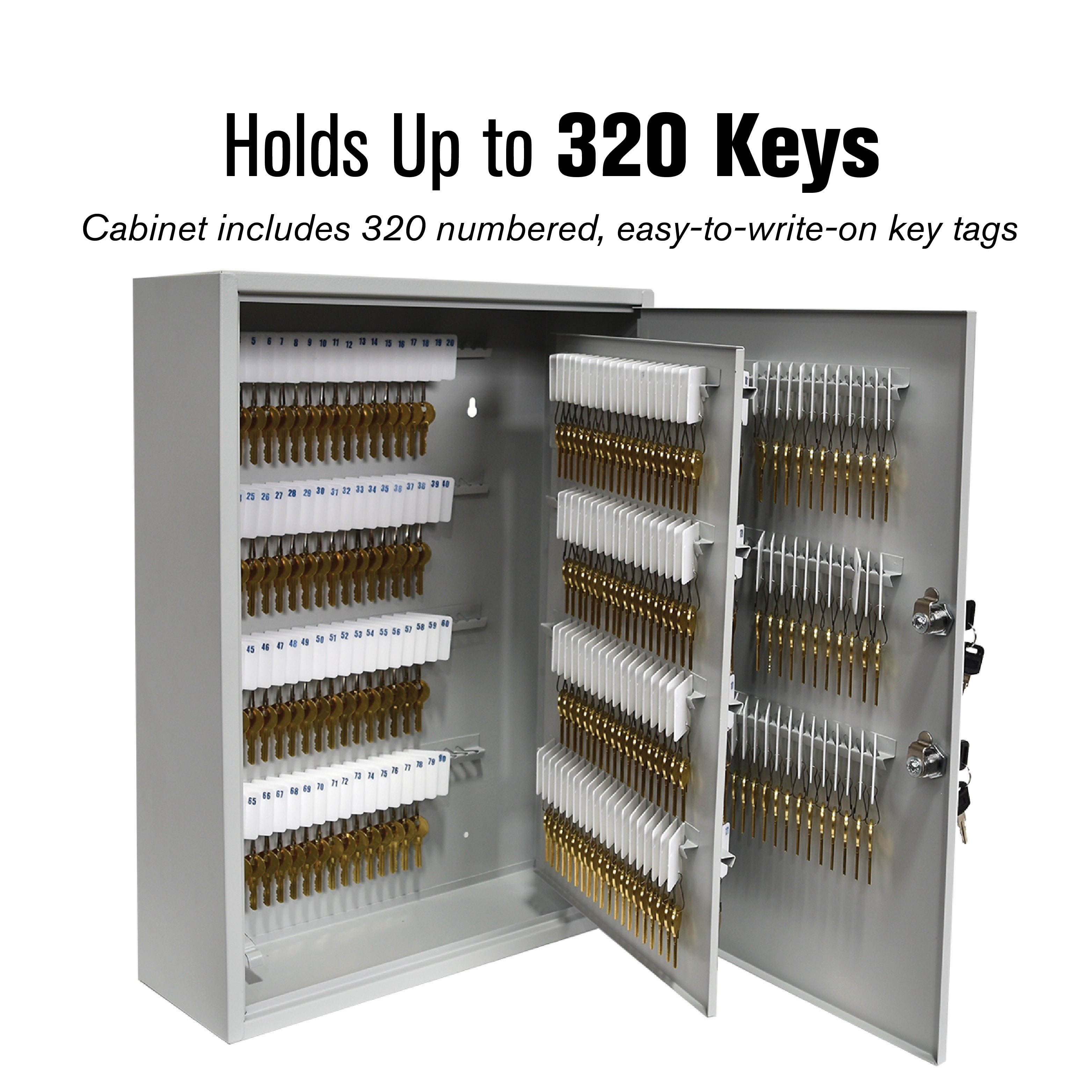 BankSupplies Fort Knox 320 Key Cabinet | Dual Lock Control Key Box | 22 Gauge