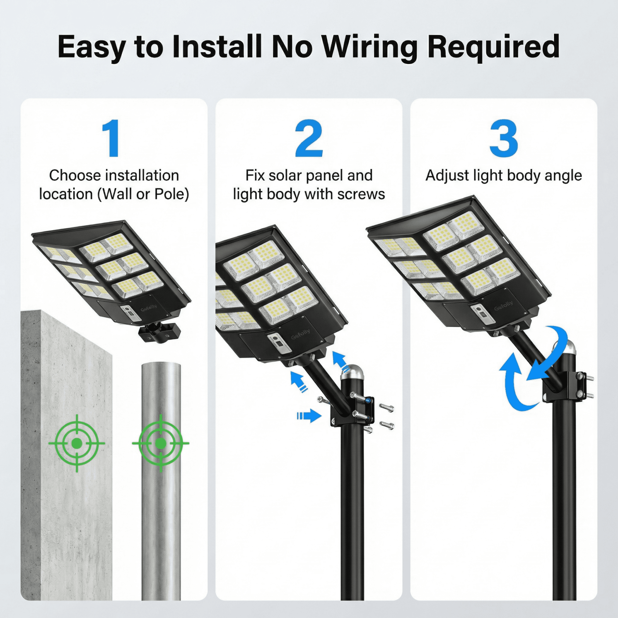 Gefolly Super Bright Solar Street Lights Waterproof Motion Sensor LED Solar Parking Lot Lights Street Lamp Solar Lights--6000W/1350000 LM