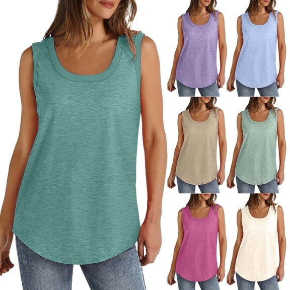 Womens Beach Clothes Kelon Tank Top for Women Cowl Neck Summer Fashion Clothing Tunic Tops Casual, 5XL