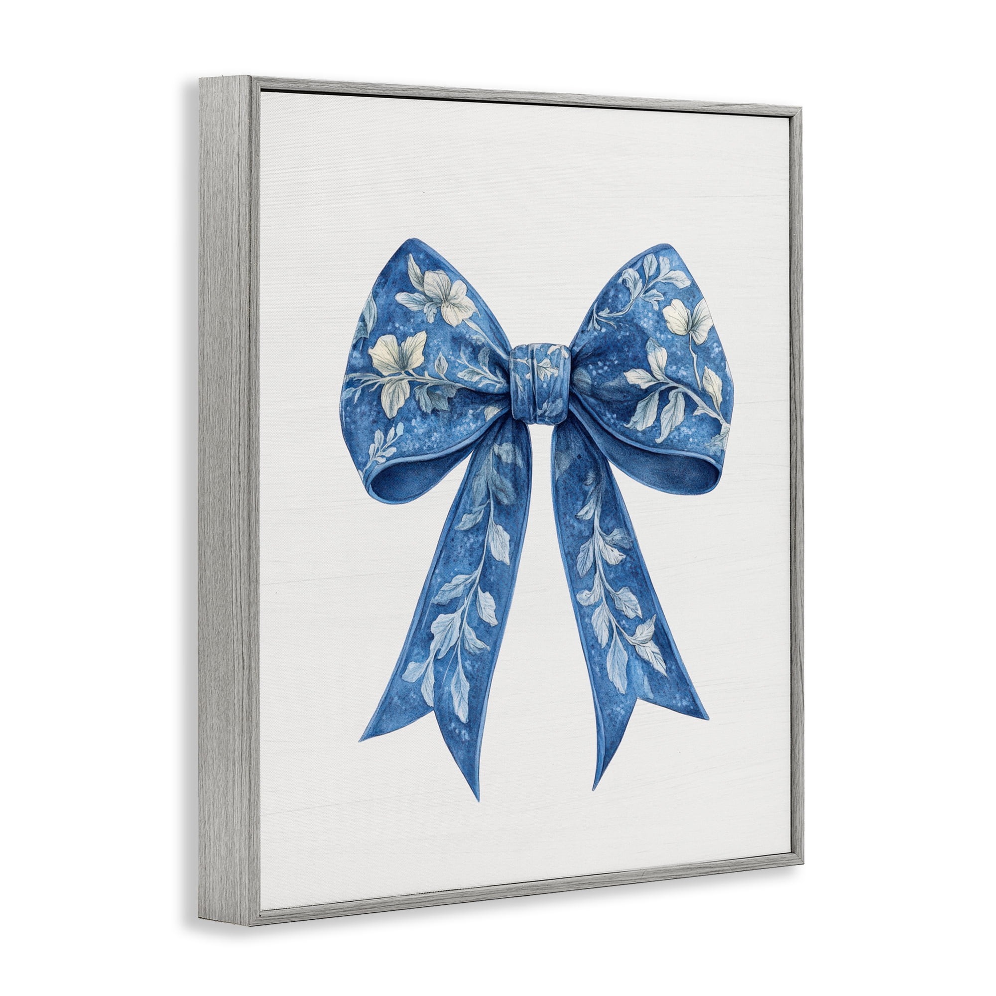 Intricate Florals Ribbon Gray Framed Giclee Art, design by Lettered and Lined