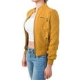 thumbnail image 3 of Made by Olivia Women's Casual Faux Suede Ribbed Hem Zip Up Bomber Short Jacket, 3 of 4