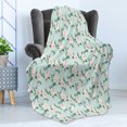 thumbnail image 4 of Floral Soft Flannel Fleece Throw Blanket, Repeating Pastel Soft Rose Flowers Leaves Illustration, Cozy Plush for Indoor and Outdoor Use, 70" x 90", Blue Blush, by Ambesonne, 4 of 5