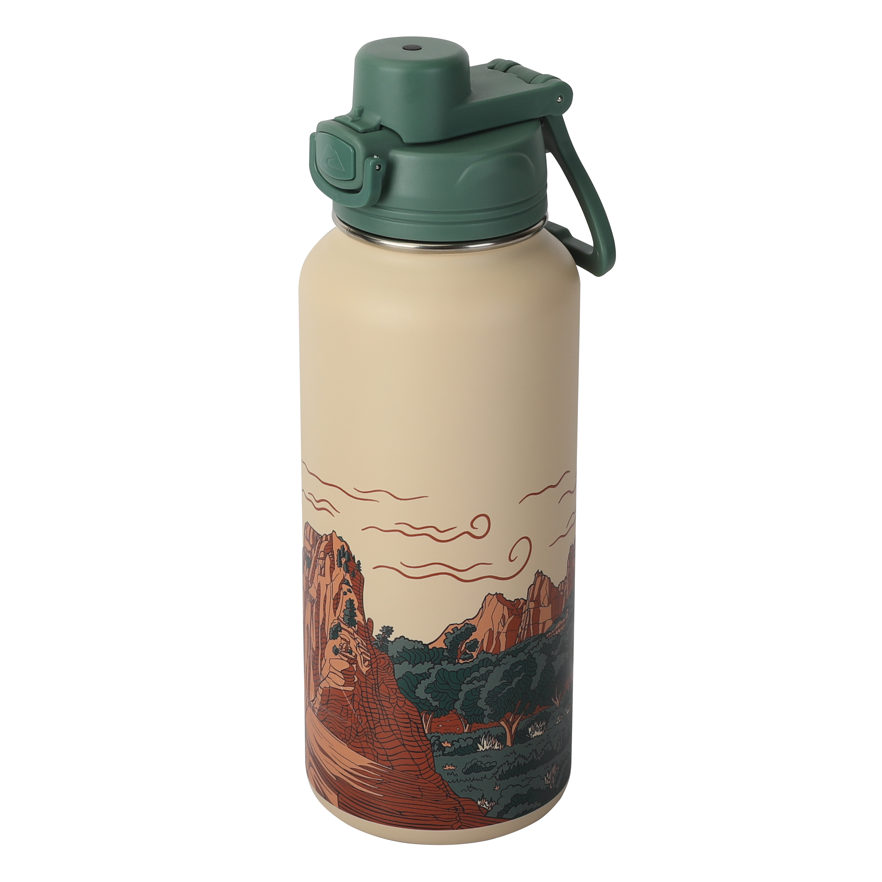 Botella de agua de acero inoxidable aislada de 32 oz con tapa pop, Desert Vista 8