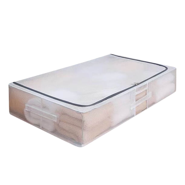 Bolsa de almacenamiento para debajo de la cama con estructura de acero, organizador plegable con asas y ventana transparente para guardar ropa, mantas, suéteres, juguetes, edredones y ropa de cama.
