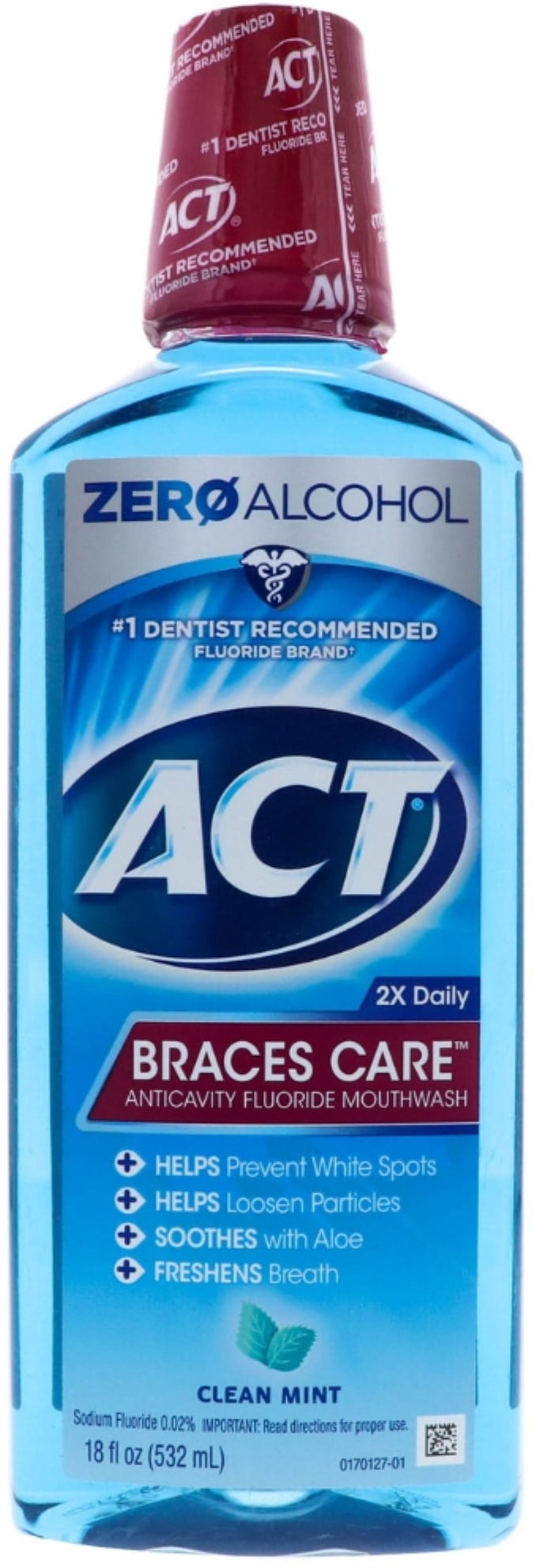 3 Pack ACT Braces Care Anticavity Fluoride Mouthwash, Clean Mint 18