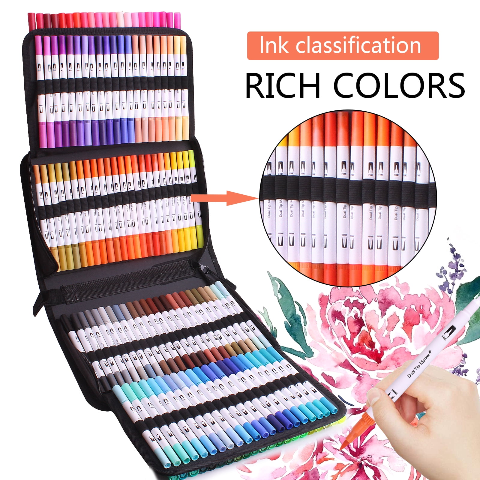  HUJUGAKO 132 Colors Dual Tip Brush Markers,Drawing Markers for Adult  Coloring Books Calligraphy Drawing Sketching Note Taking School Supplies :  Arts, Crafts & Sewing