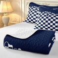 thumbnail image 4 of Manfei Checkered Art Twin Quilt Set,Geometric Plaid Twin Coverlet Set,Navy White,2-Piece,1 Bedspread and 1 Pillowcase, 4 of 7