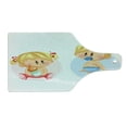 thumbnail image 2 of Gender Reveal Cutting Board, Playing Together Romantic Happiness Theme, Decorative Tempered Glass Cutting and Serving Board, Wine Bottle Shape, Multicolor, by Ambesonne, 2 of 5