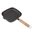 Big sale Cast Iron Skillet with Wooden Handle Square Uncoated Nonstick