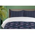 thumbnail image 4 of Ambesonne Botanical Duvet Cover Set, Exotic Garden Leaves Art, 2-Calking, Dark Night Blue Pink, 4 of 7