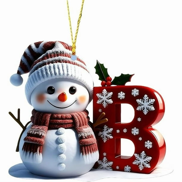 Adornos navideños de muñeco de nieve | Juego de 26 letras decorativas para una decoración navideña personalizada | Colgantes para interiores para el hogar, la oficina y fiestas